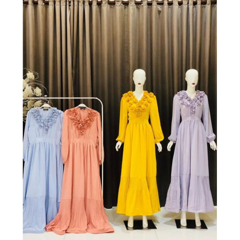 Gamis Vivorie Original Import V02- Dress Premium - Gaun Pesta - Baju Wanita