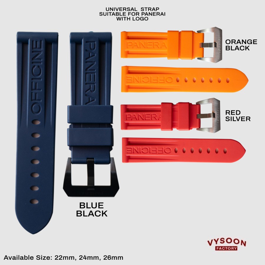 Strap Tali Rubber Karet Jam Tangan Luminor Panerai 22mm 24mm Silicone