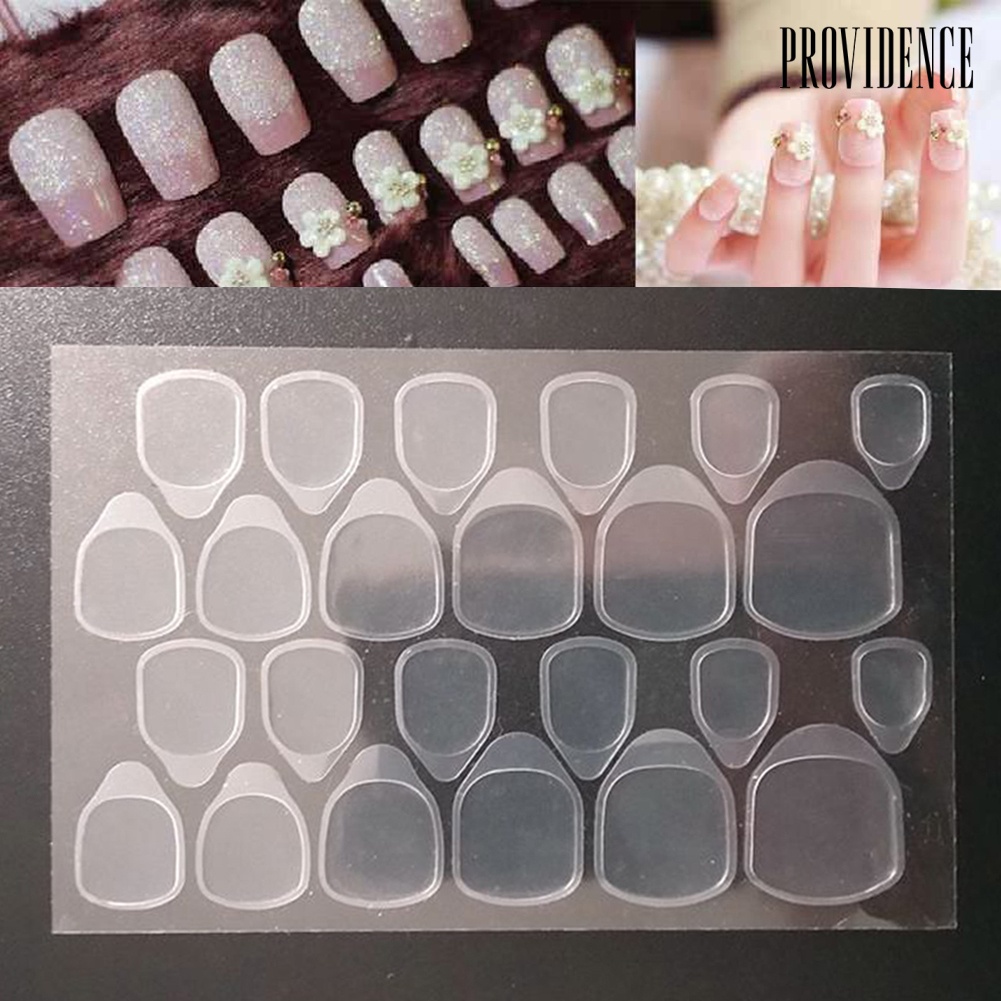 Providence 24Pcs Double Sided Adhesive Glue Tapes Nail Art Tabs Clear Manicure for Fake Tip