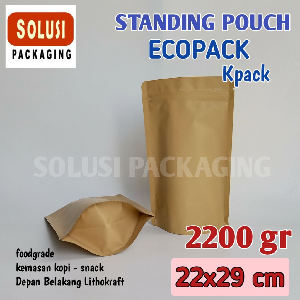 Standing Pouch ECOPACK 2Kg KPACK Kemasan Kopi Plastik Klip Ziplock Bag