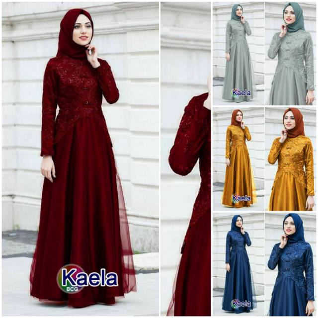 Long dress brukat velvet gamis brokat kondangan pesta kaela