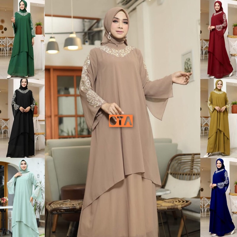 KM//HANIN SET BABYDOLL -  DRESS PESTA KONDANGAN MODERN TERBARU - GAMIS SYARI CERUTY WANITA MUSLIMAH 