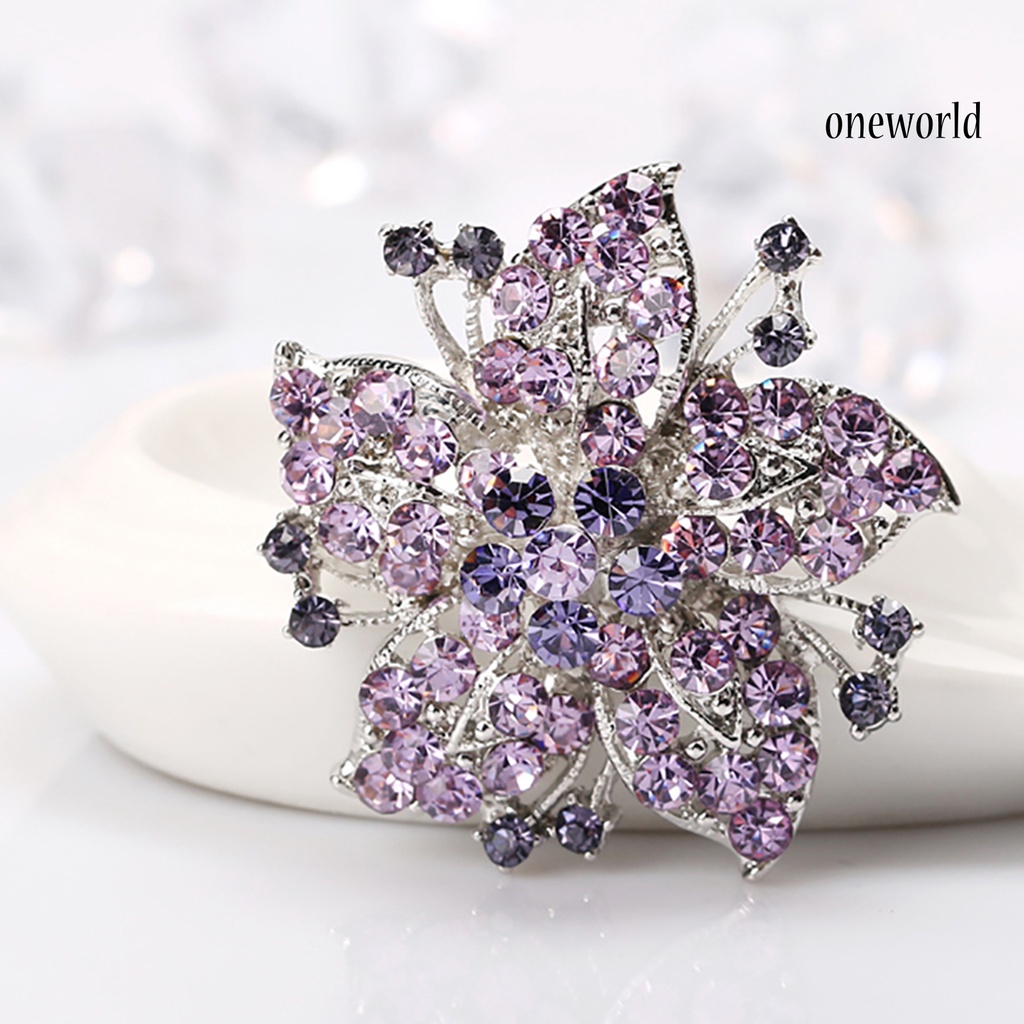 OW@ Badge Pin Elegant Creative Flower Shaped Flower Jewelry Brooch for Gift