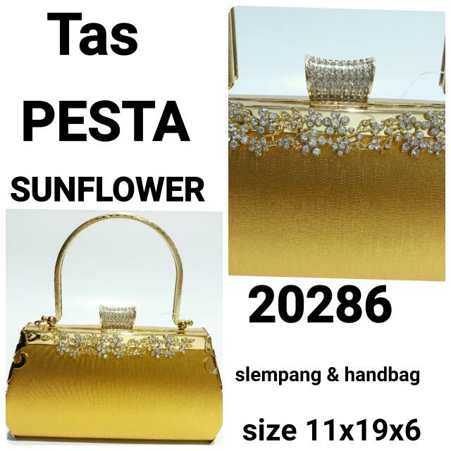 Tas pesta kondangan party bag sunflower 20286 murah dan terbaru tas pesta wanita gold