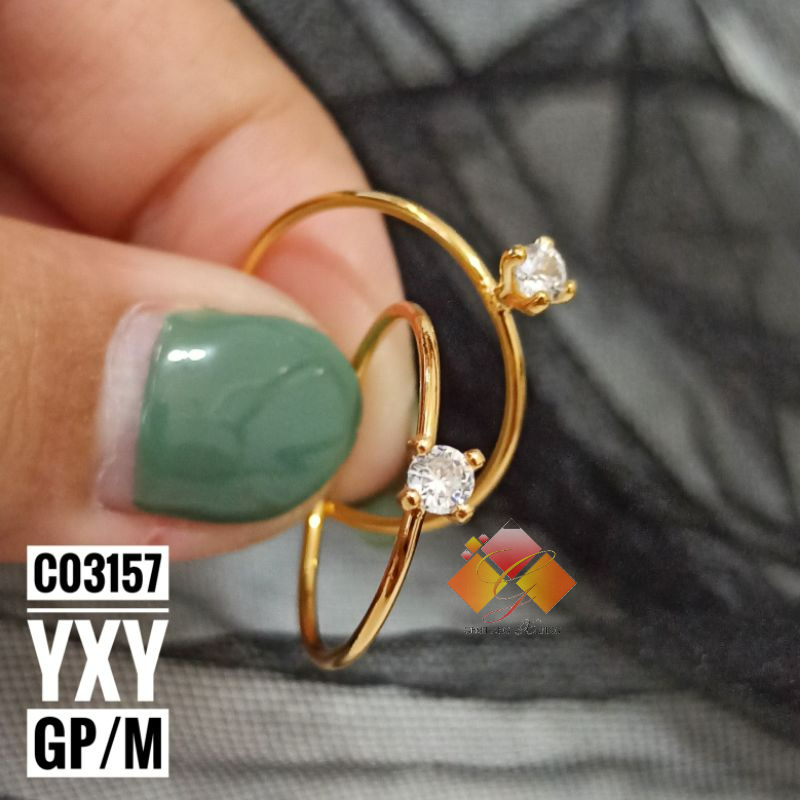 Cincin Yaxiya Simple Model Tipis Mata Satu C03157