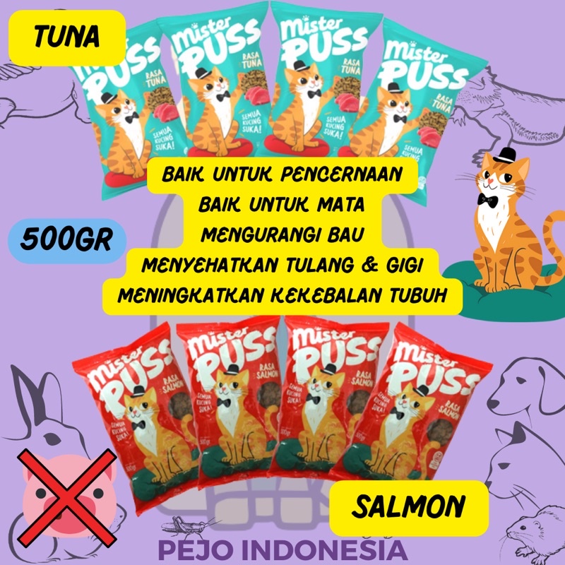 Mister Puss Makanan Kucing Dewasa MisterPuss Rasa Salmon 500g