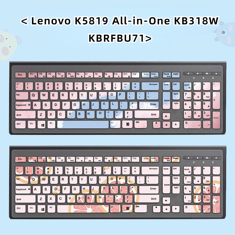 Film Pelindung Debu Keyboard Notebook Lenovo K5819 All-in-One KB318W KBRFBU71 Bahan Silikon Motif Kartun Bunga