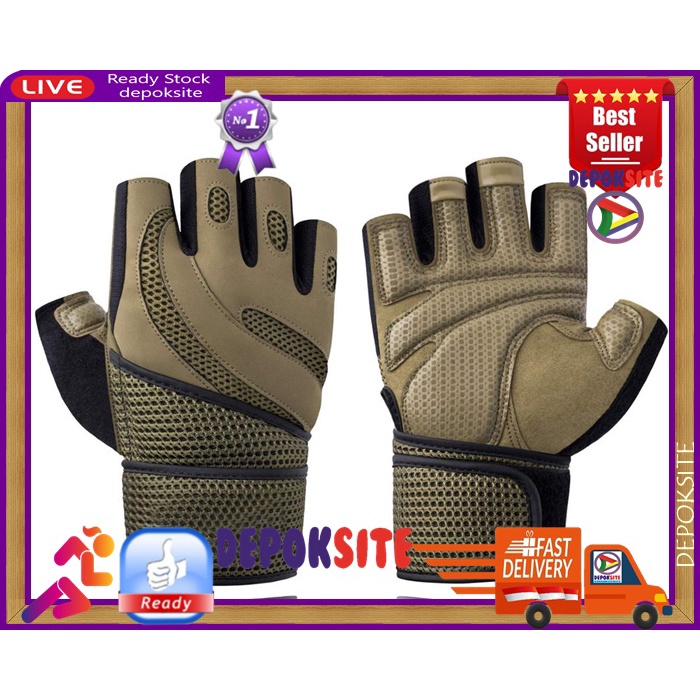 1 Pasang XLY Sarung Tangan Premium Glove Heavy Weightlifting Gym Half Finger Sports Fitness Gloves