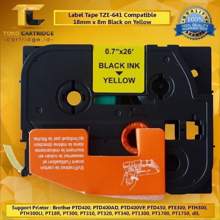 Label Tape TZE-641 TZE641 18 mm x 8 m Black On Yellow Brothr