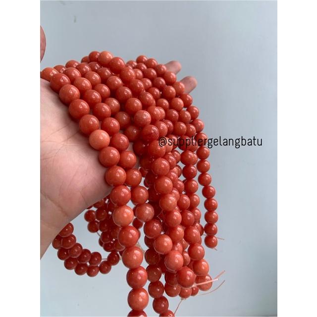 bahan batu Manigajah 12mm oren natural polish corak retak orange akik