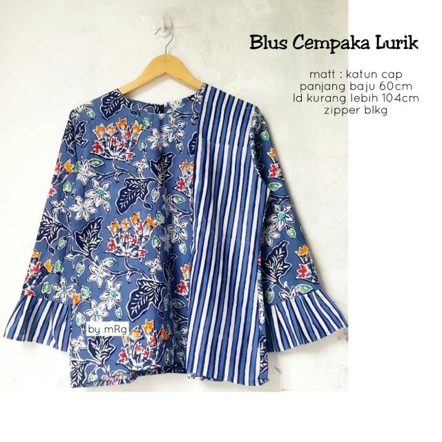 Blus Cempaka Lurik / Blus Batik Wanita Kerja Murah Modern
