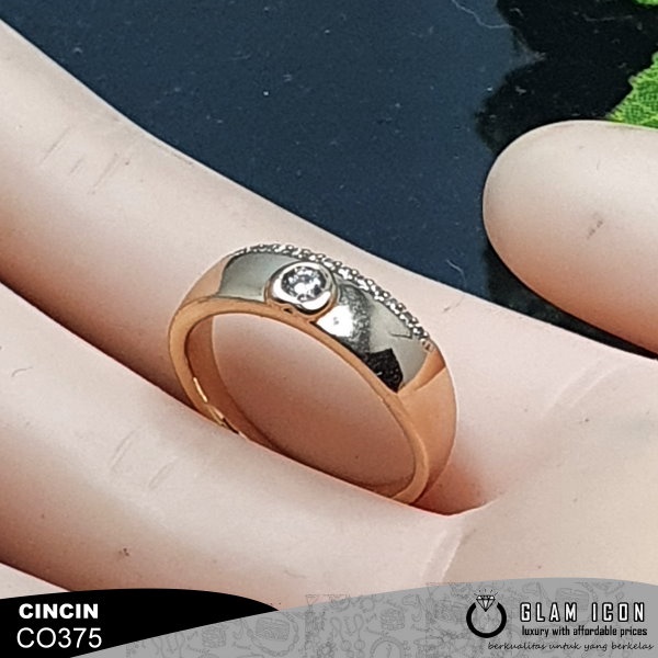 GLAMICON JEWELRY - Aksesoris wanita Cincin Wanita Couple Mata Satu Plus line C0375 CCG