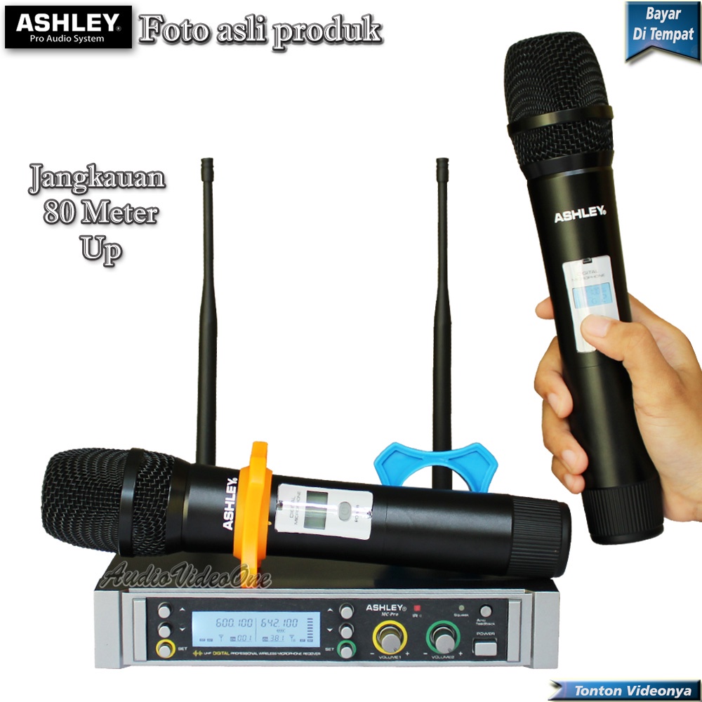 Jual Mic Wireless Ashley Mc Pro Microphone Vokal Handle Mik Karaoke Mikrofon Nirkabel Original