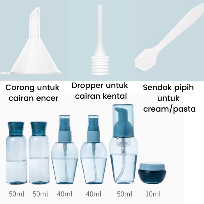 Botol Sabun Skincare Lotion Refill Travel Toiletries Kit Plastik Set 6