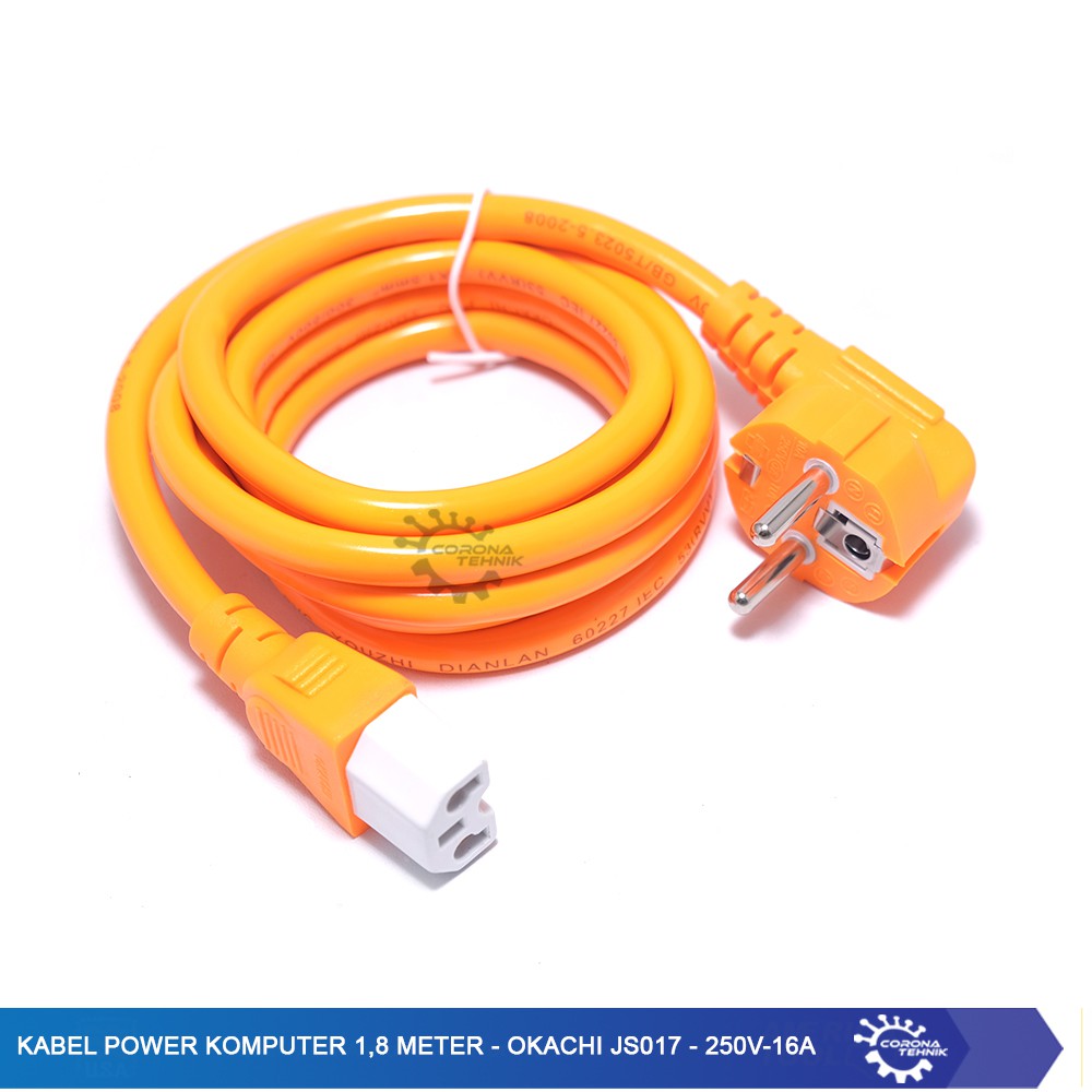 Okachi JS017 - 250V-16A Kabel Power Komputer 1,8 Meter