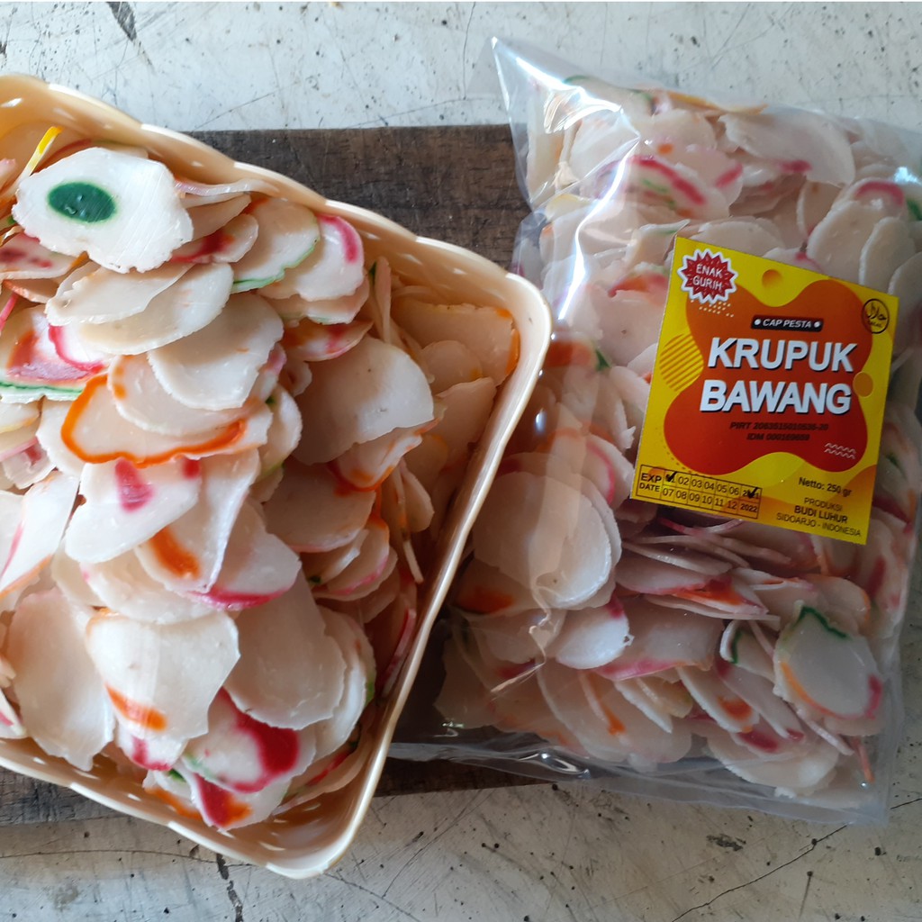 

KERUPUK BAWANG PESTA Krupuk Bawang Warna Bubur Ayam Nasi Uduk Gado Gado Krupuk NasGor Tahu Telur Tahu Campur Karedok 250 gr