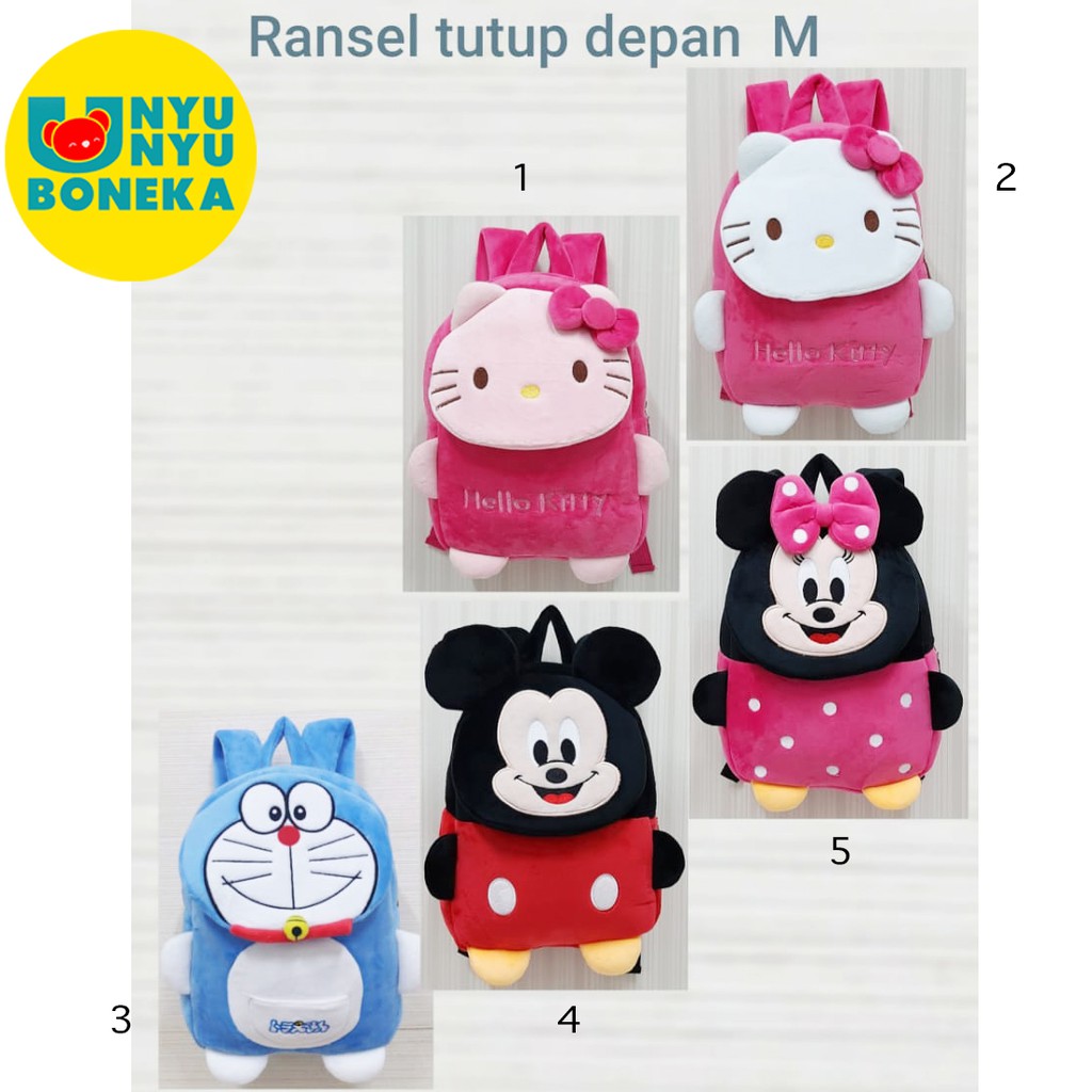 Tas ransel import anak baby paud sekolah boneka doraemon hello kitty minnie mouse