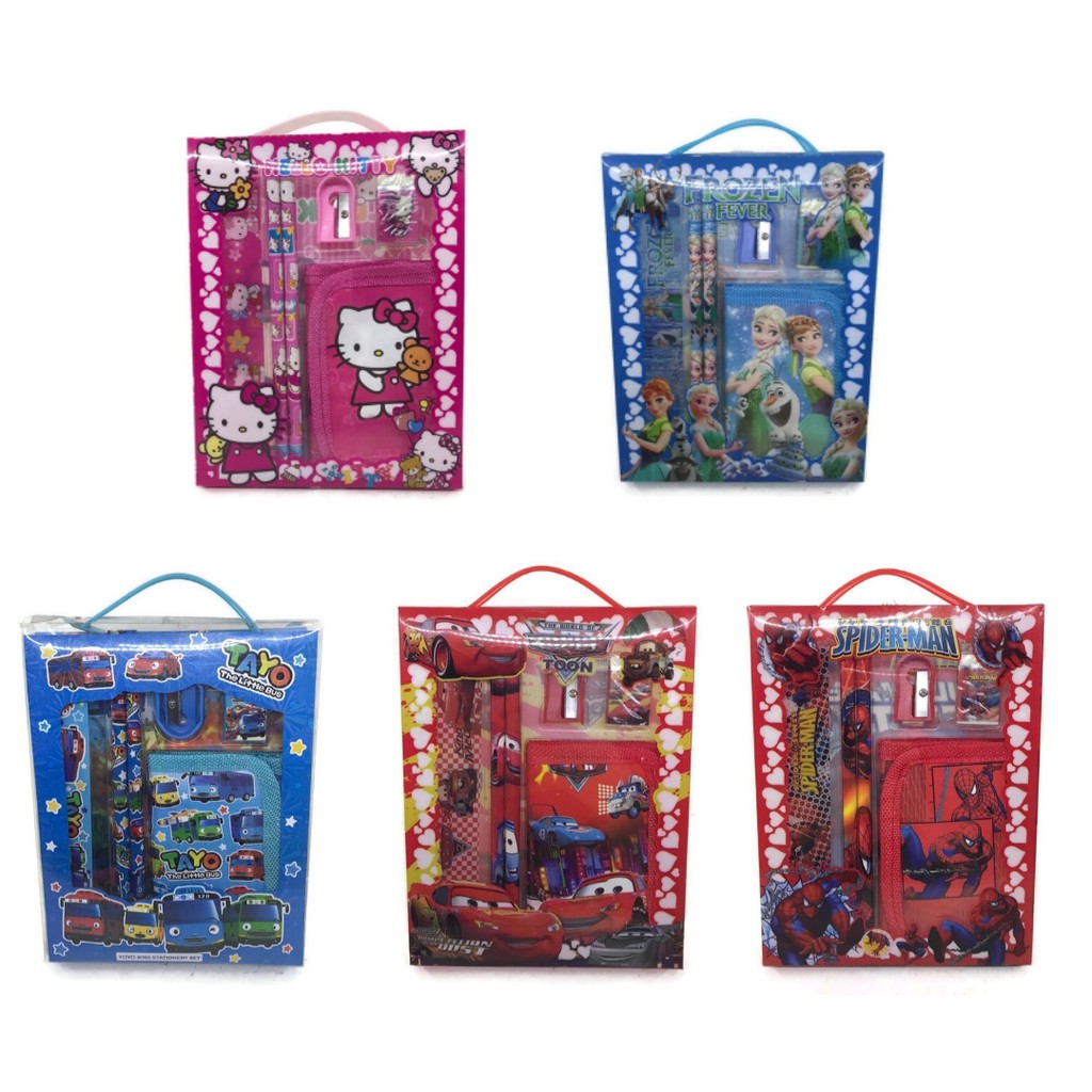 

Stationery set alat tulis anak sekolah dompet pensil penggaris karakter