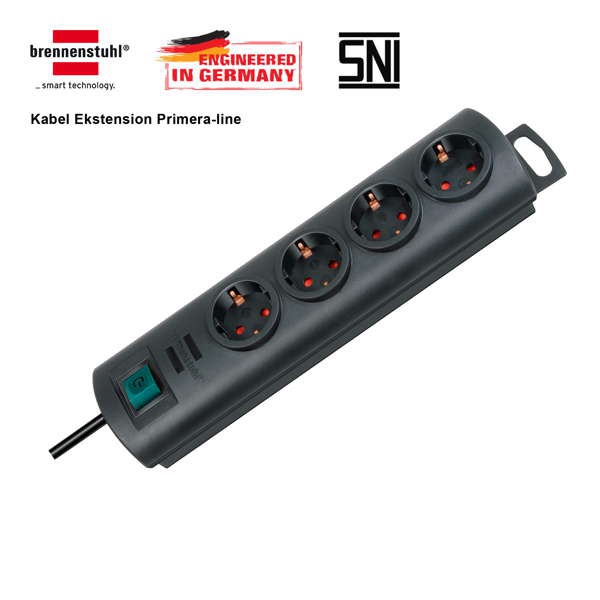 Brennenstuhl Primera-Line Kabel Extension Stop Kontak 8 Soket