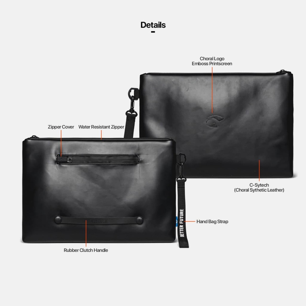 CHORAL ARATA | Clutch bag Pria Kulit Waterproof Hand Bag Pouch Bag Anti Air Pria