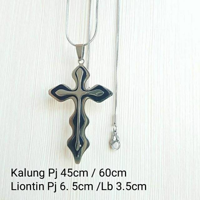 Kalung fashion salib black&amp;white titanium import KD17