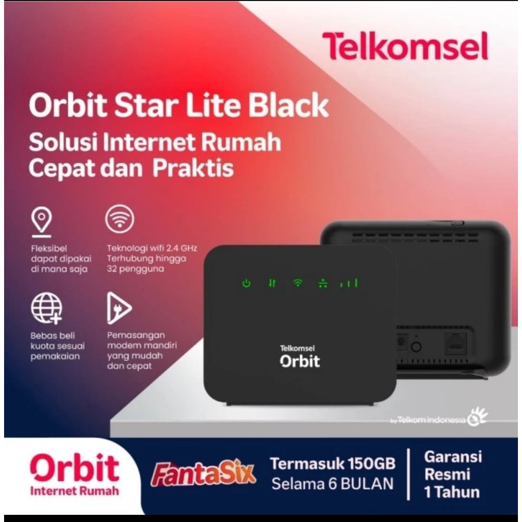 Telkomsel Orbit Star Lite Modem WiFi 4G High Speed Bonus Data 50GB