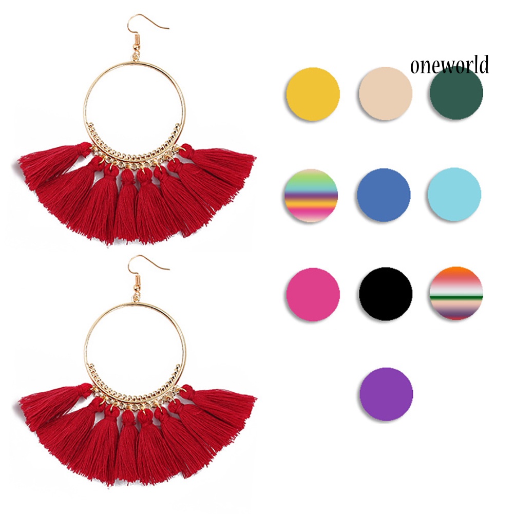 OW@ Fashion Bohemia Hook Earrings Women Dangle Tassel Drop Jewelry Party Gift