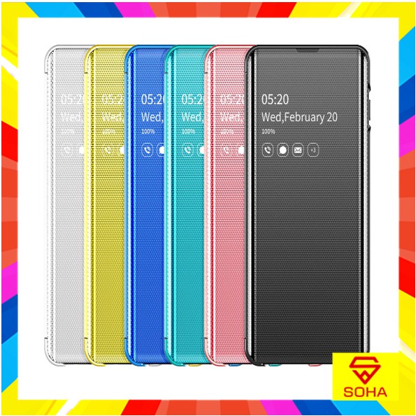 Flip Cover Samsung Galaxy Note 10 aja Full View Stand / Clear Cover Stand Flip Mirror