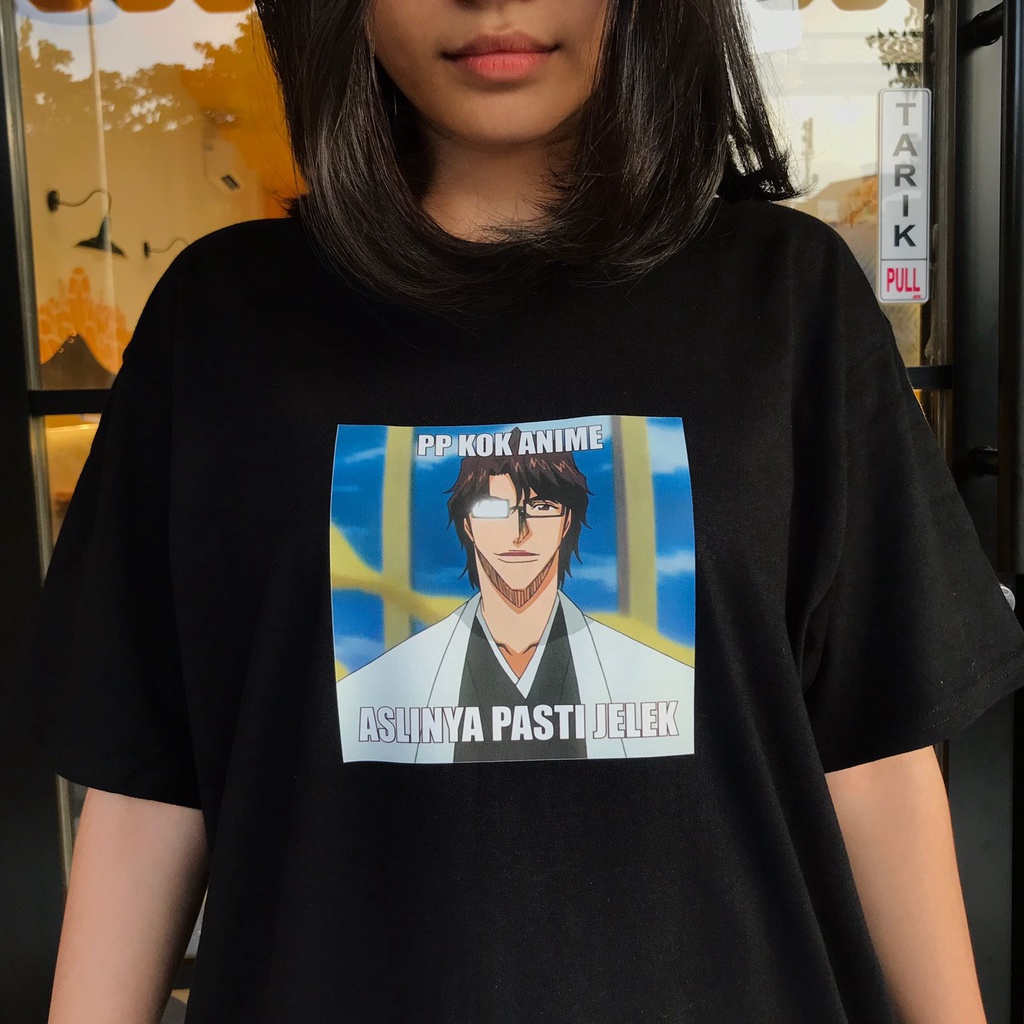 Tshirt Aizen Meme Bleach Black PP kok Anime Premium Unisex