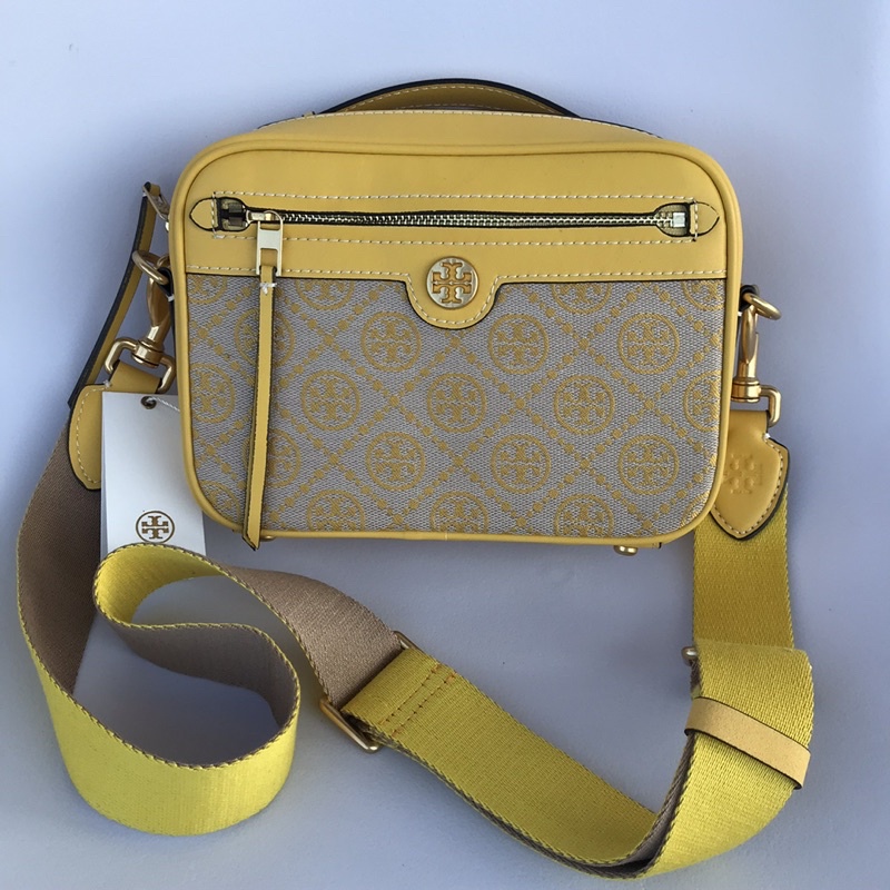 TB T Monogram Jacquard Camera Bag Yellow