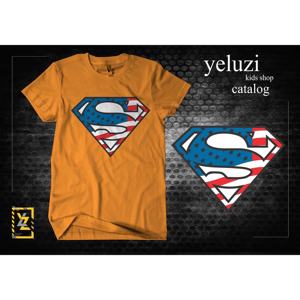 Kaos baju Atasan anak oblong karakter superman kuning yeluzi