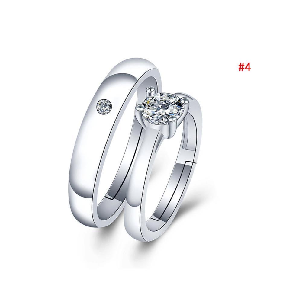 Timekey 1 Pasang Cincin Nikah Lapis Silver 925 Desain Hati Hias Kristal Zircon A6K5