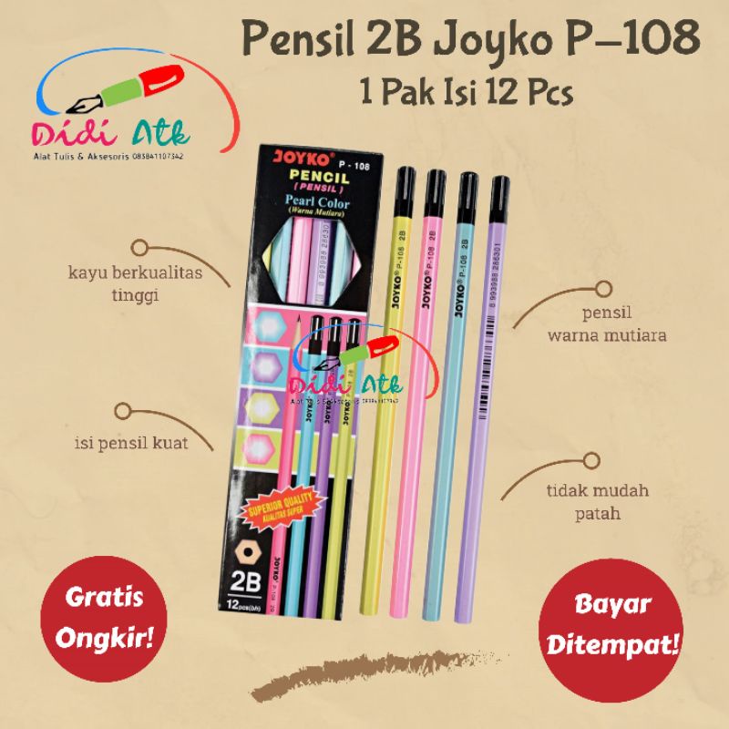 

Pencil Pensil Joyko P-108 2B Pearl 1 BOX 12 PCS