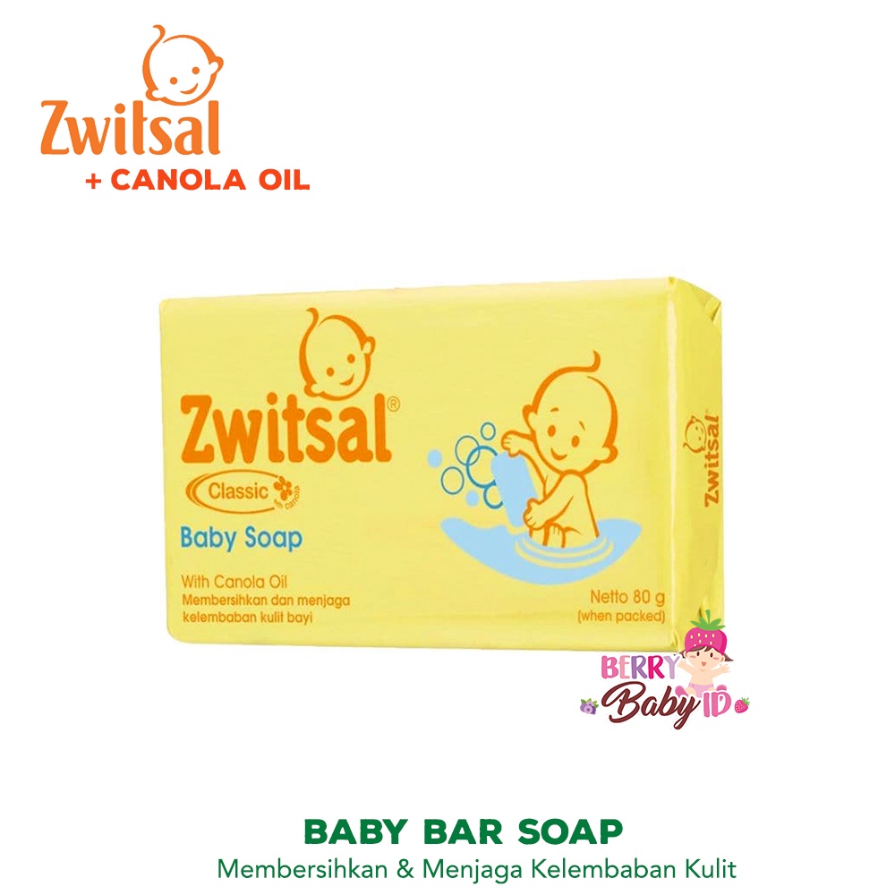 Zwitsal Baby Bar Soap Classic With Canola Oil Sabun Batang Bayi 70 gr Berry Mart