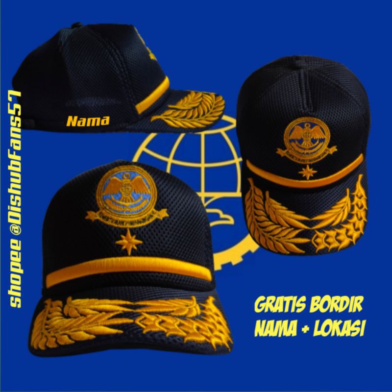 Topi Dishub Bintang Satu - Gol 4c Jaring Full Bordir