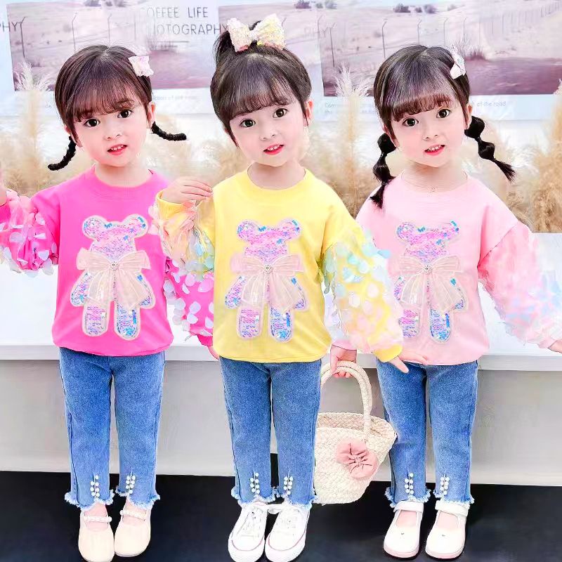 PART 1- SETELAN CELANA JEANS ANAK PEREMPUAN IMPORT 1-5 TAHUN LENGAN PANJANG / SETELAN ANAK CEWEK IMPORT CELANA JEANS CUTBRAY MUTIARA + SWEATER ANGSA