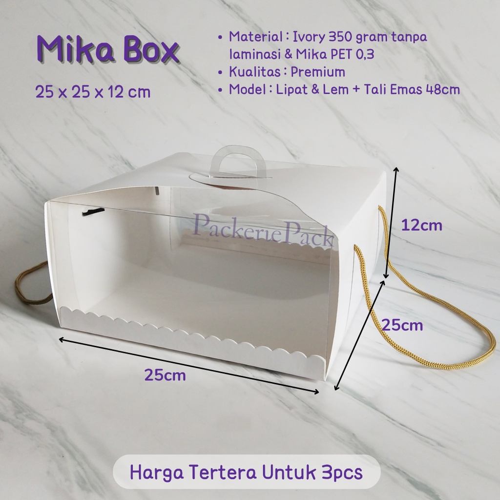 

(3 PCS) BOX MIKA HANDLE TALI 25 x 25 x 12 CM