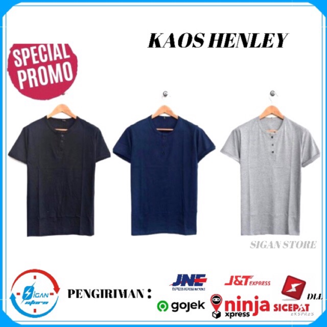 Kaos Henley Lengan Pendek