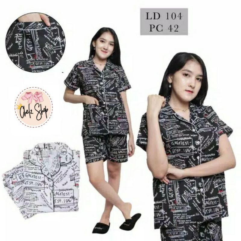 Baju Tidur Piyama Wanita Cewek Pajamas Katun Dewasa Motif Grafitti HP