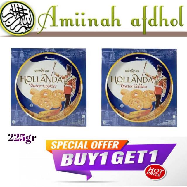 

Hollanda Butter Cookies 225gr { Promo Buy 1 get 1 }