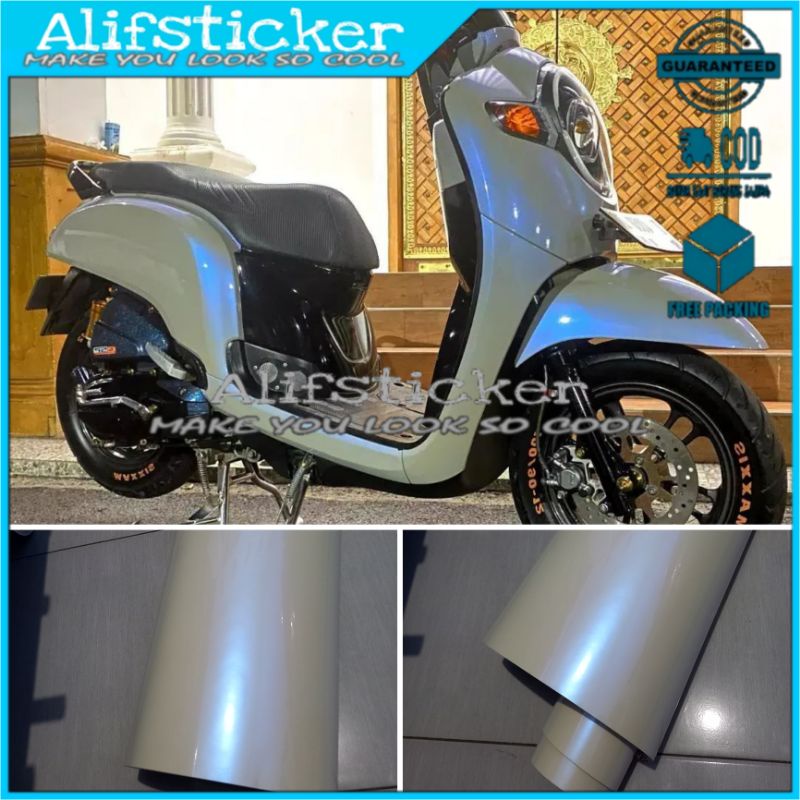 Jual Stiker Skotlet Putih Mutiara Biru Sekotlet Putih Bunglon Sticker Scotlite Motor Shopee