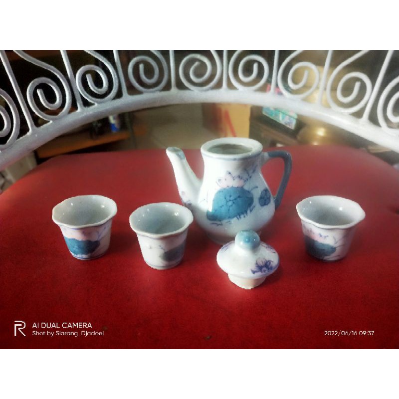 miniature miniatur teko set China antik kuno lawas jadul