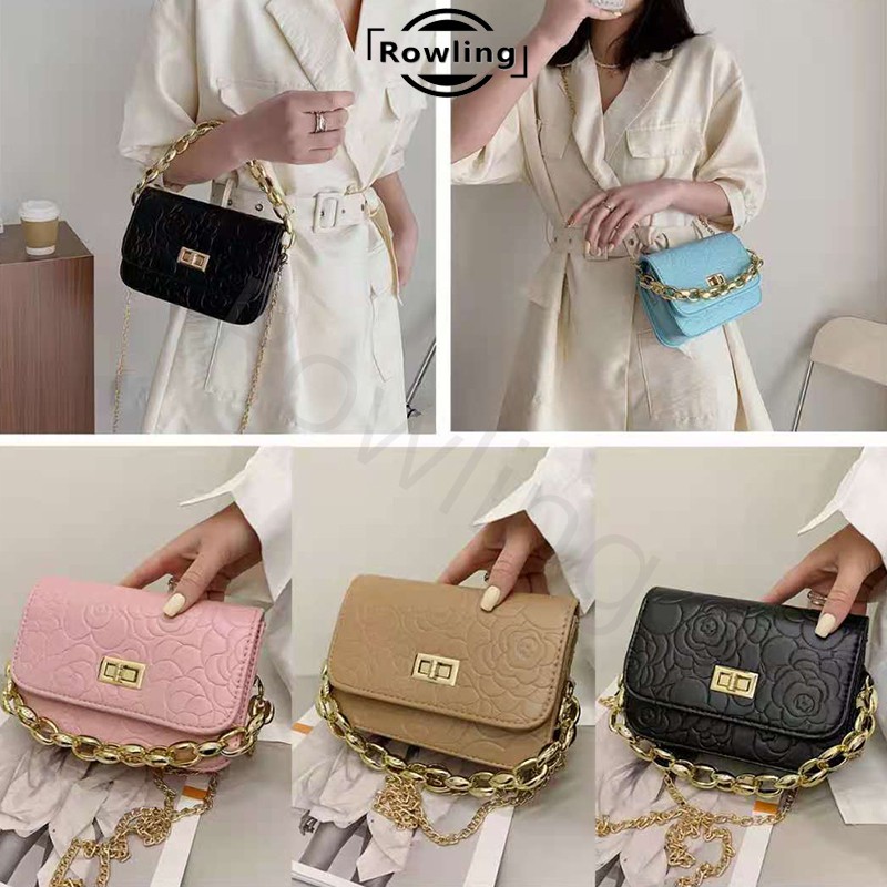 Rowling (Tas-151）Tas Selempang Wanita Abstrak Bunga/Tas Selempang Wanita Cantik Dan Elegan Import