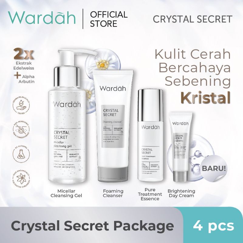 WARDAH CRYSTAL SECRET Paket Series Lengkap/ Wardah White Secret Komplit/ Cream Wardah Pemutih / Krim