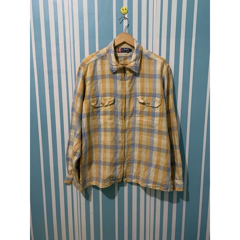 Chaps Ralph Lauren Flanel jaket sepeda jaket olahraga jaket running thrift preloved second Kuning