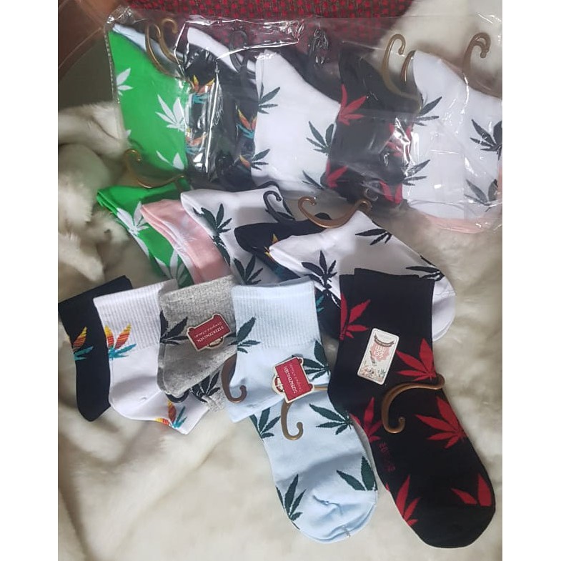 COD BAYAR DI TEMPAT!!! Kaos Kaki Leaf (Per Pouch) Kaos kaki Panjang Motif Daun 050692