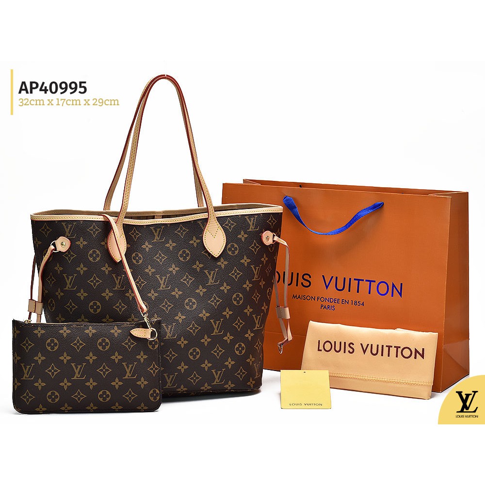 Tas LV Neverfull MM Pouch MONOGRAM Semi Premium AP40995