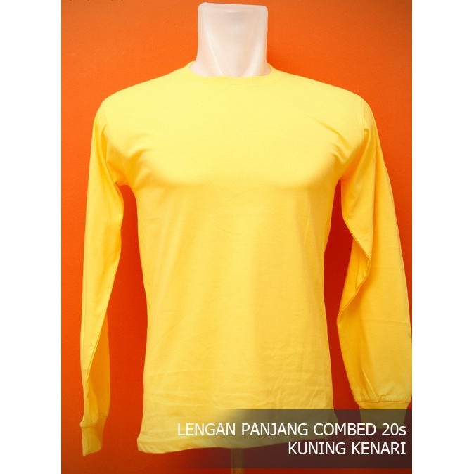  Lengan  Panjang  Manset KUNING KENARI Kaos  Oneck UNISEX  