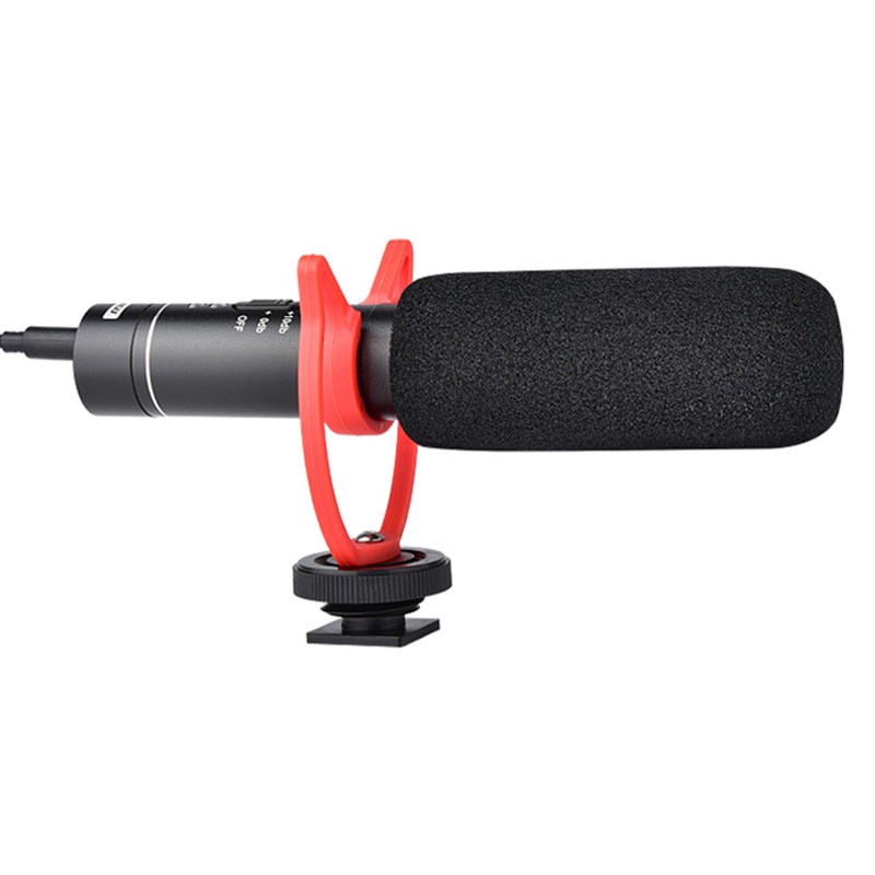 Portable Shotgun Microphone Condenser USB Rechargeable for DSLR Camcorder - MIC05 - Black