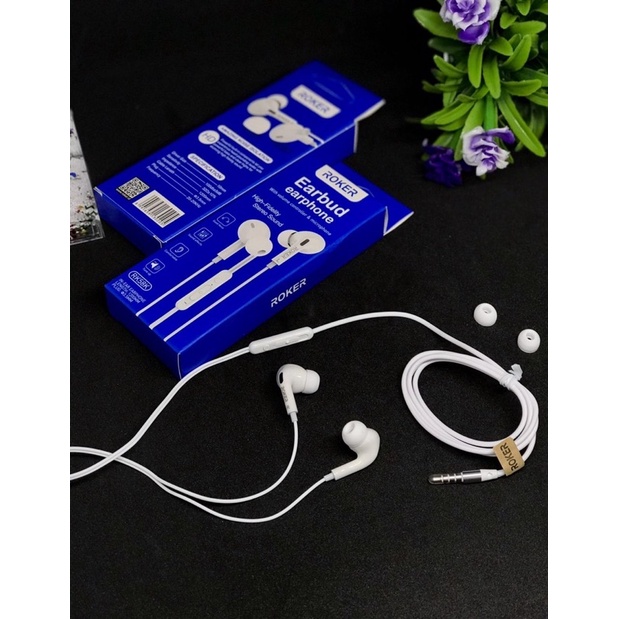 GROSIR HANDSFREE ROKER RK58K EARBUDS WITH VOLUME CONTROLLER EARPHONE EXTRABASS ORIGINAL